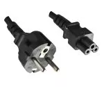 Power cord Europe CEE 7/7 to C5, 0,75mm², VDE, black, length 3,00m